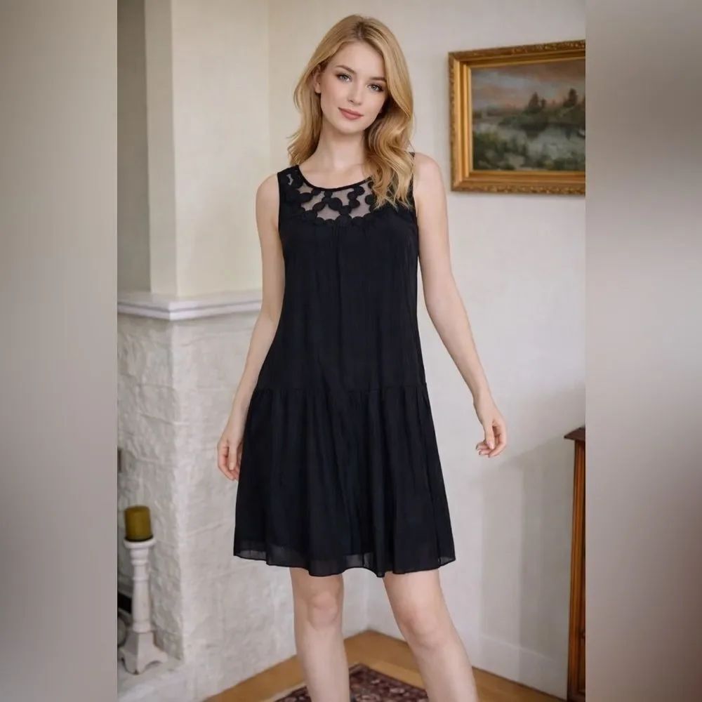 Bruuns Bazaar Copenhagen LBD Silk & Cotton Blend Black Dress